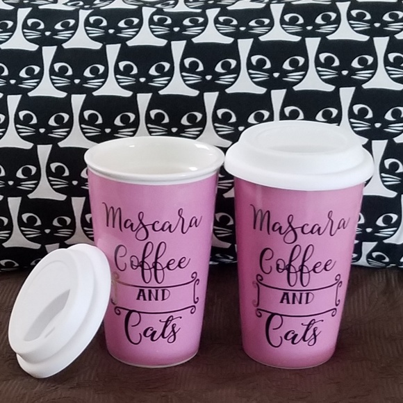Mascara, Coffee, Cats Coffee/Tea Travel MugTumbler - Picture 4 of 7